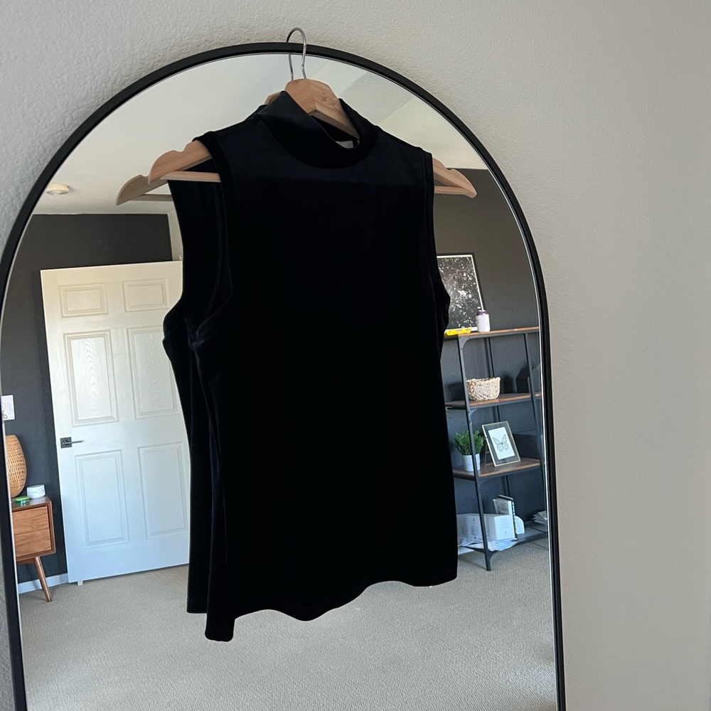 Mock neck velvet sleeveless top
